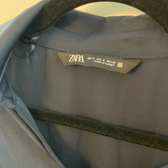 Zara Navy Satin Dress size S - Picture 2 of 4